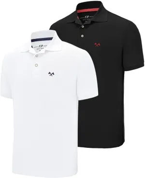2 Pack Mens Polo Shirts with Pocket Short Sleeve Golf T-Shirt Moisture Wicking Casual Workout Shirts
