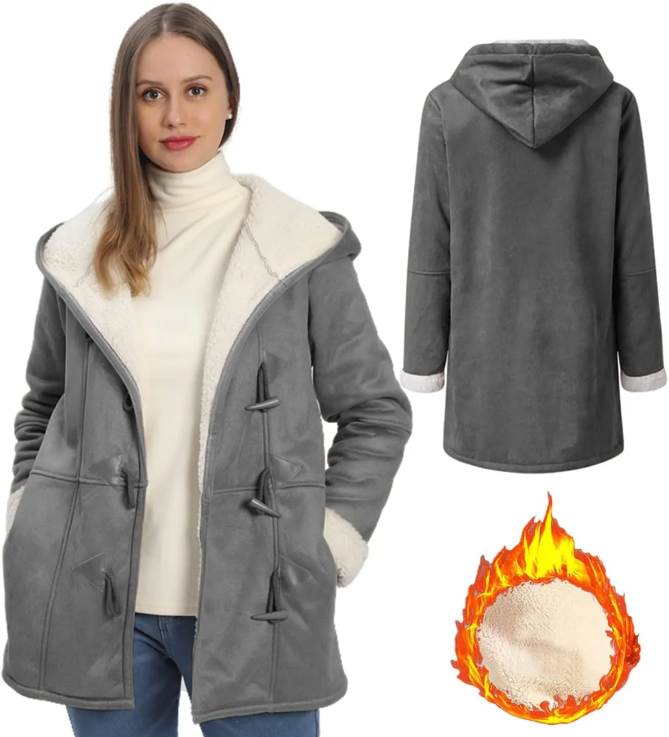 AI'MOURI Sherpa Fleece Outerwear Overcoat Women