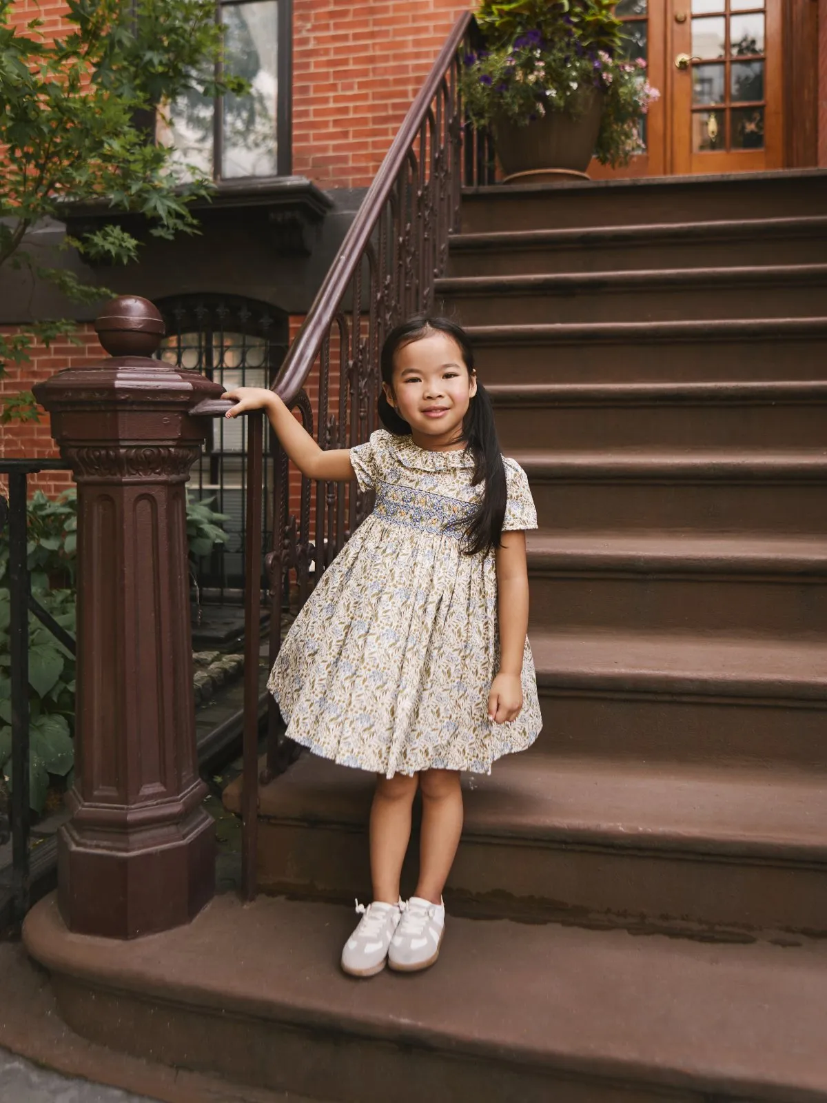 Autumn Floral Smocked Dress