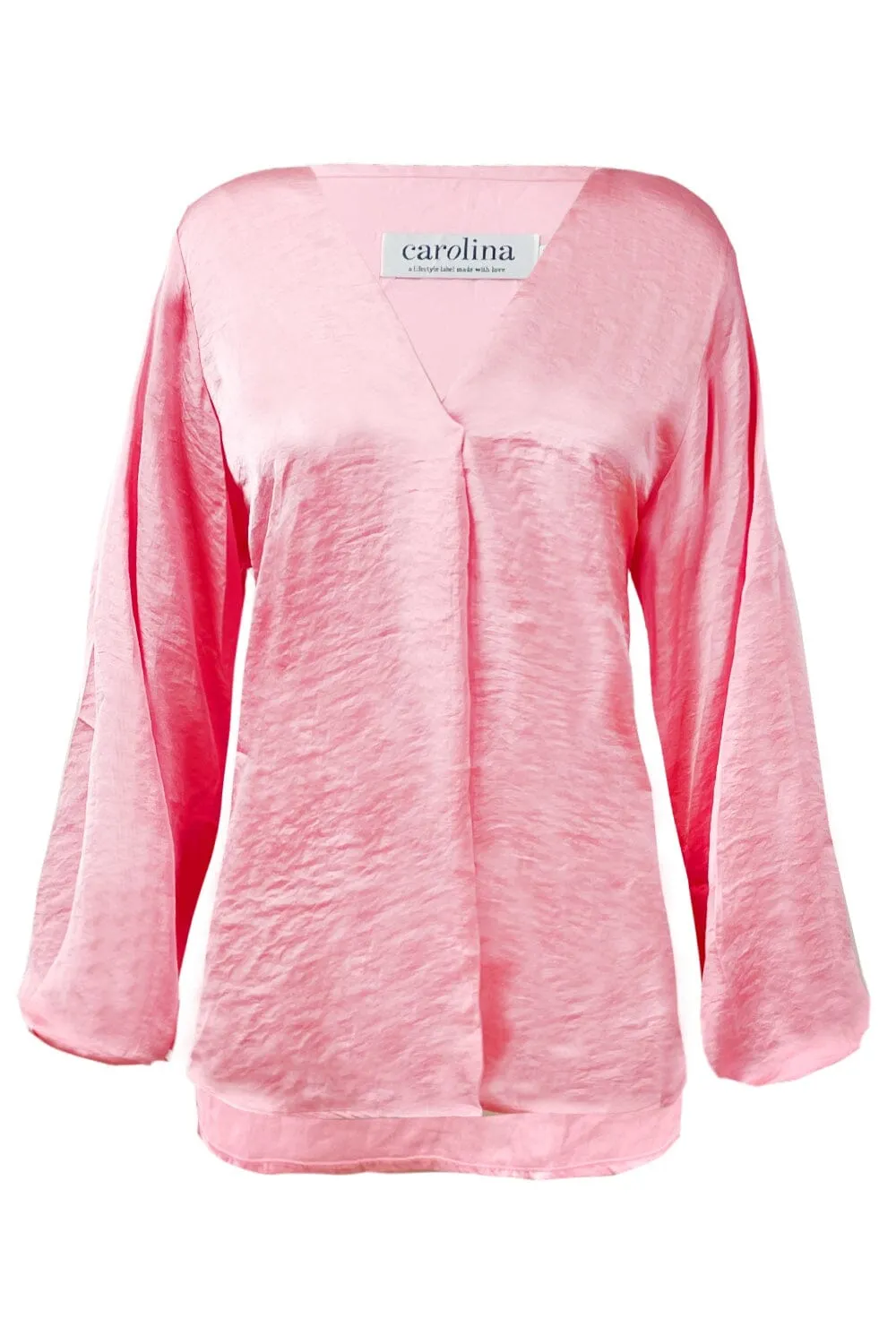Charlotte V-Neck Long Sleeve Top Rose Pink