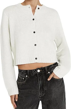 Cioatin Women Long Sleeve Button Down Knit Crop Cardigan Open Front Lightweight Sweater Pullover Fall Outfits Tops