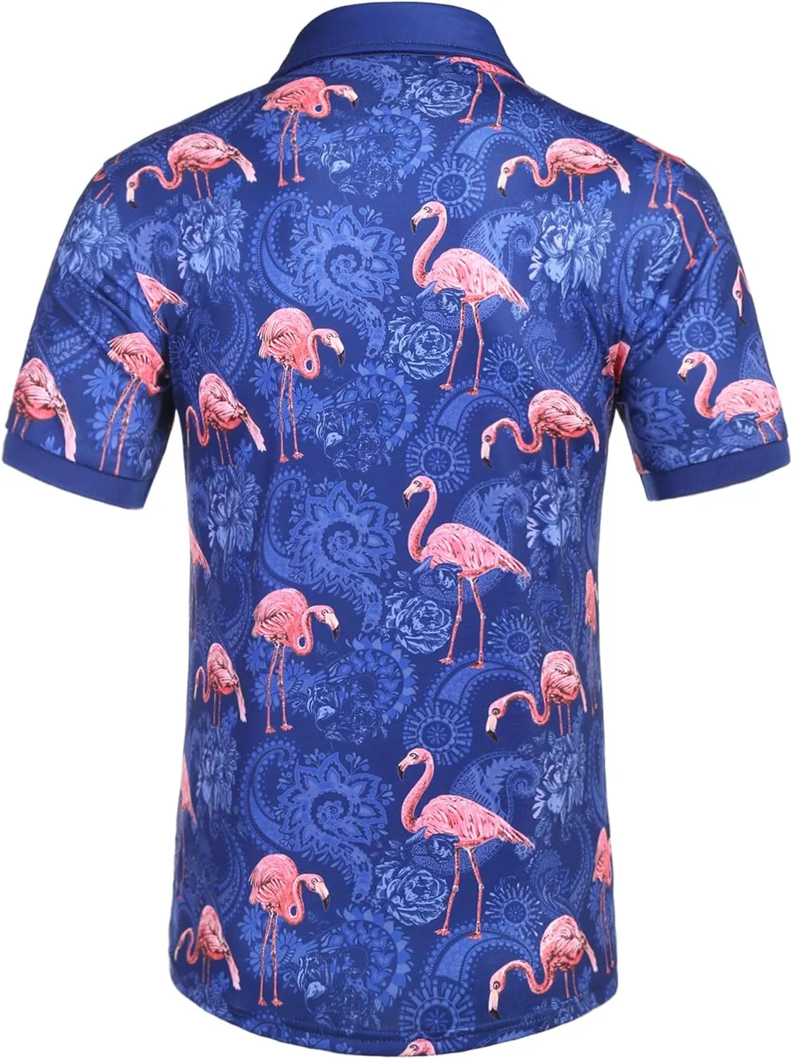 Daupanzees Men's Paisley Casual Short Sleeve Floral Print Jersey Polo Shirt