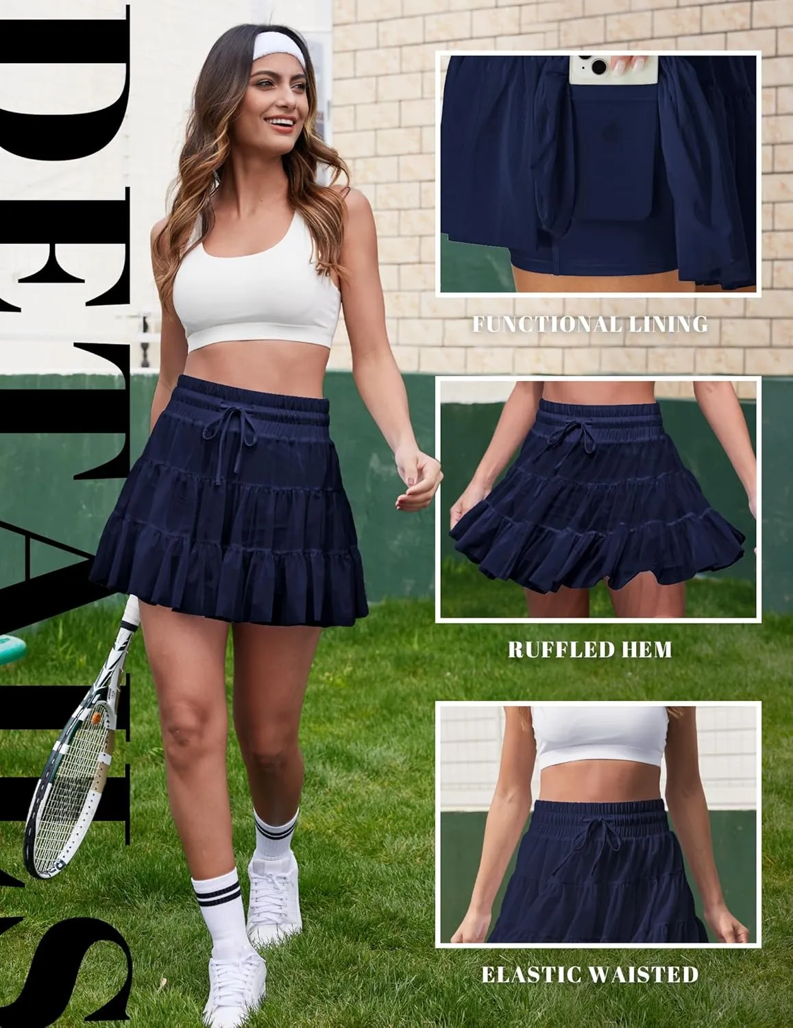 FireSwan Tennis Skirts for Women Golf Skirt High Waisted with Shorts Underneath Athletic Pleated Tulle Ruffle Skorts Pockets