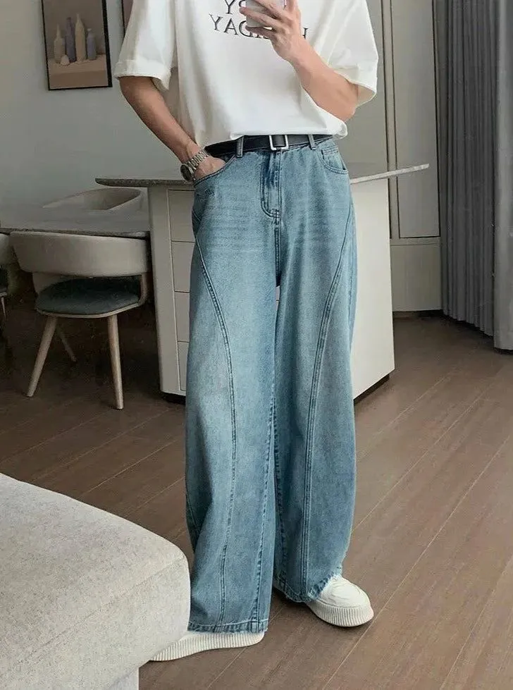 Hua Seams Detail Washed Jeans
