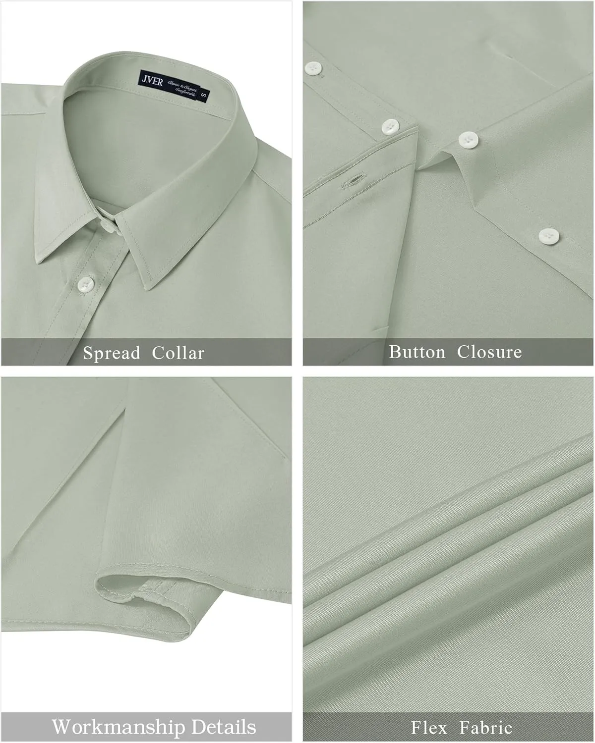 J.VER Womens Button Down Shirts Stretch Wrinkle Free Formal Short Sleeve Dress Shirt Summer Work Blouses Business Casual Tops