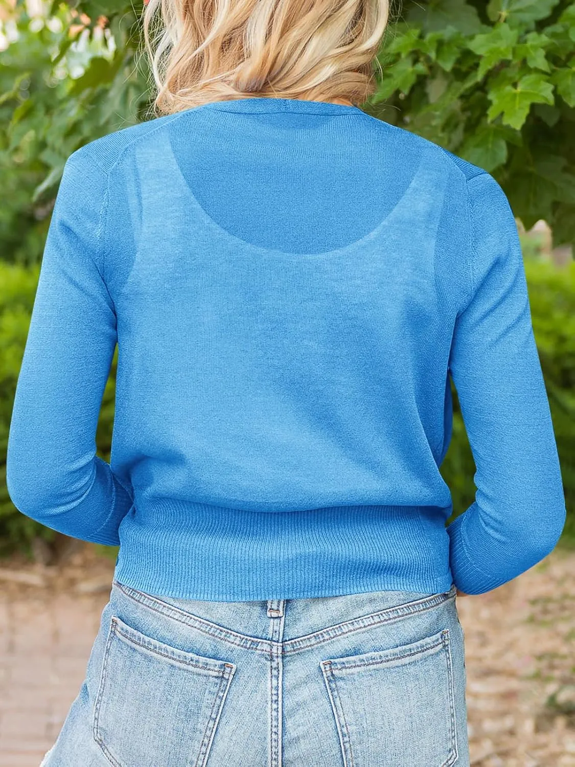 Langwyqu Womens Sheer Tie Knot Bolero Cardigan Summer Long Sleeve Lightweight Open Front Cover Up Crop Tops