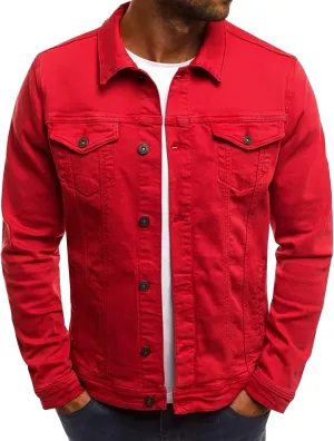 LONGBIDA Men's Casual Classic Denim Jacket Slim Fit Fashion Jean Coat