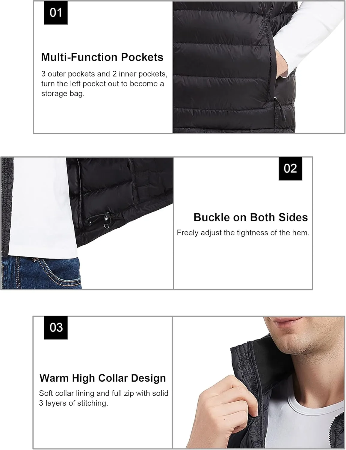 Men's Puffer Vest Lightweight Packable Down Vest Water-Resistant Warm Outdoor Down Puffer Vest for Men Winter