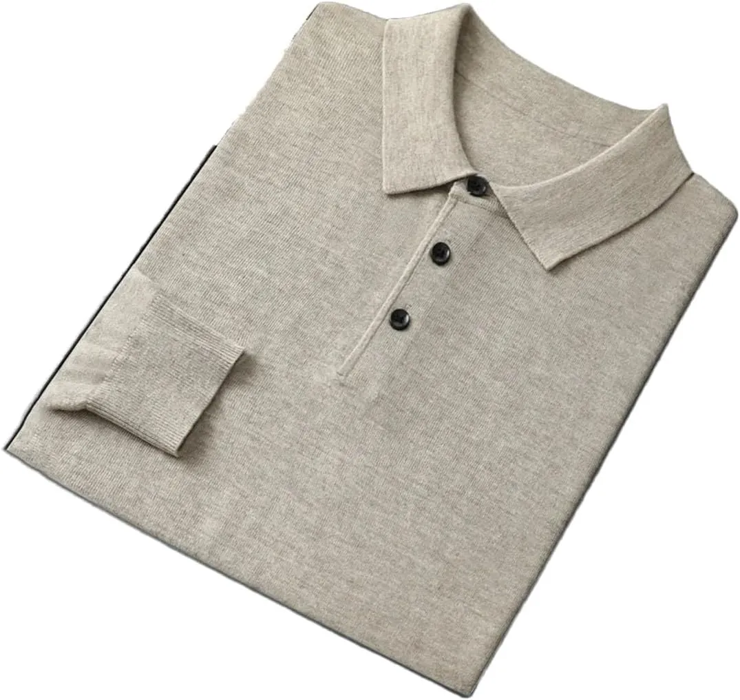Men's Wool Sweater Polo Shirt Collar Pullover Knitwear Casual Loose Men's Shirts Tops Warm Soft Sweater