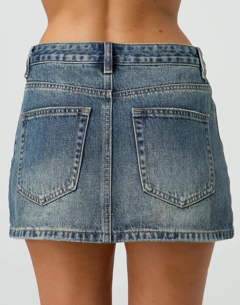 NUFIWI Women Retro Denim Skirt Low Rise Casual Mini Jean Skirts Low Waisted Button Front Short Cargo Skirt with Pockets