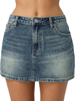 NUFIWI Women Retro Denim Skirt Low Rise Casual Mini Jean Skirts Low Waisted Button Front Short Cargo Skirt with Pockets