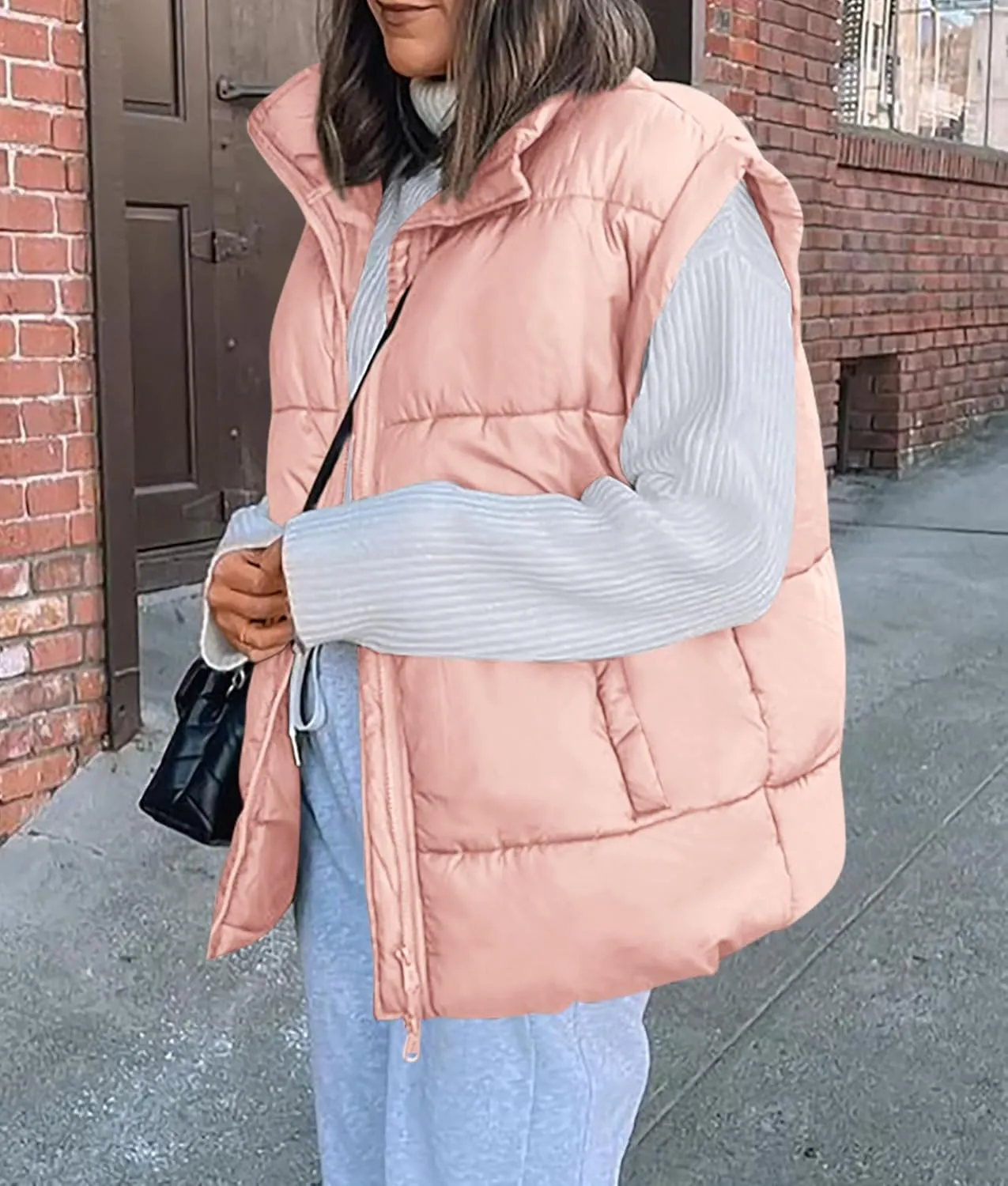 PRETTYGARDEN Women's Puffer Vest Fall Casual Stand Collar Lightweight Sleeveless Zip Up Padded Jackets Outerwear