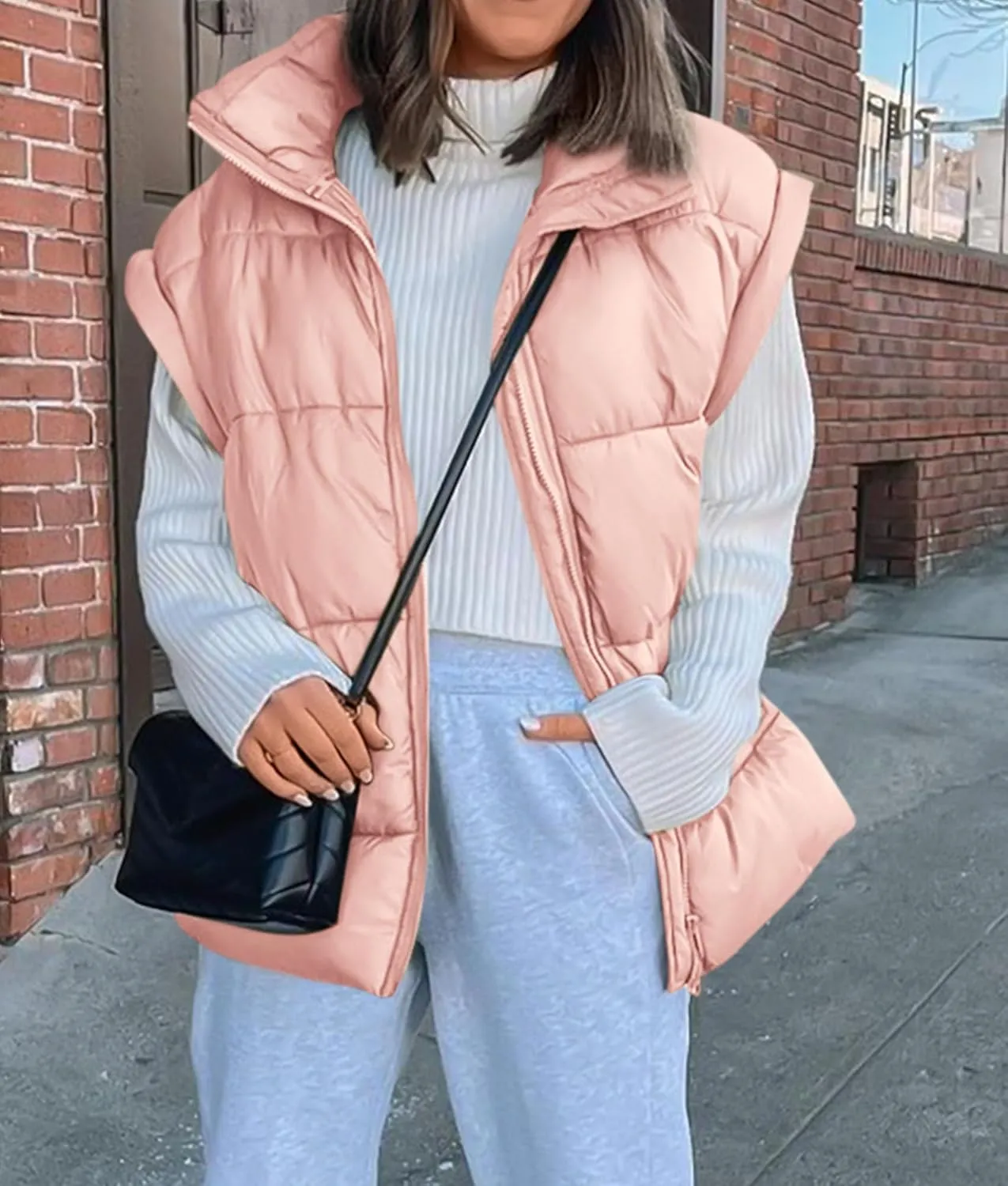 PRETTYGARDEN Women's Puffer Vest Fall Casual Stand Collar Lightweight Sleeveless Zip Up Padded Jackets Outerwear