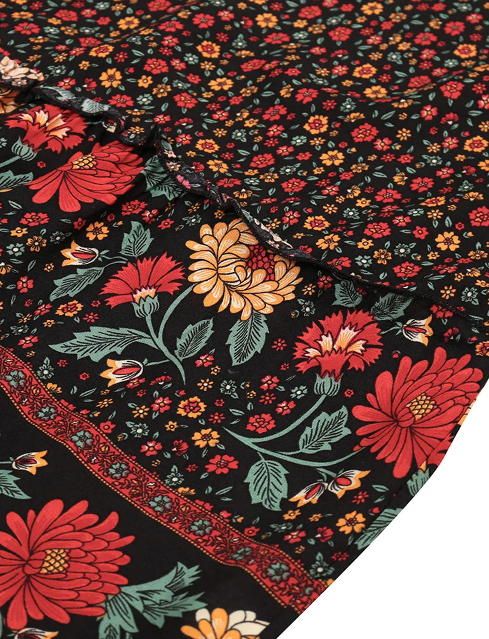 Red Spaghetti Strap Floral Print Sleeveless Bohemia Holiday Dress For Women