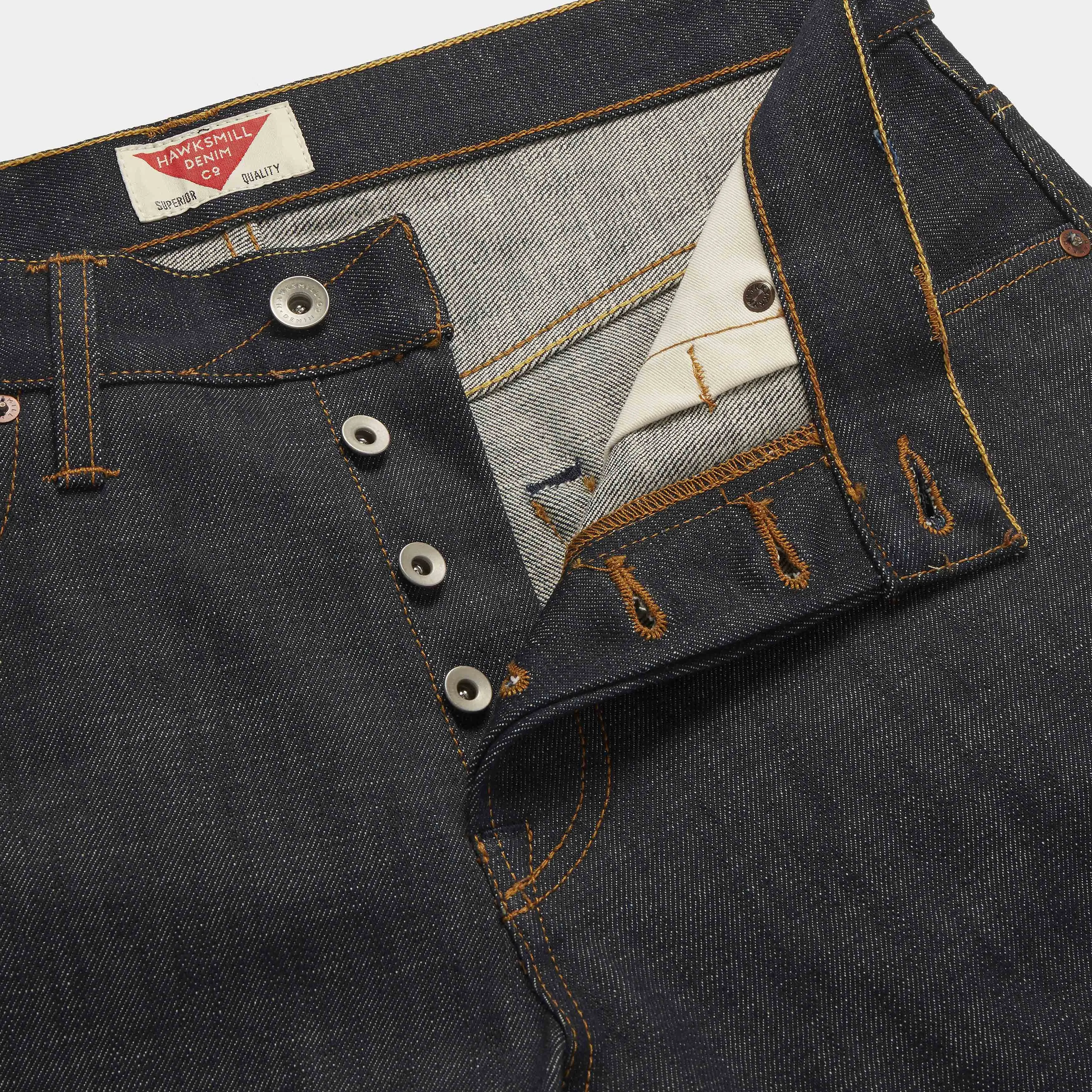 Slim Tapered 14.5oz Isko Orange Listed Raw Organic Selvedge Jeans (Indigo)