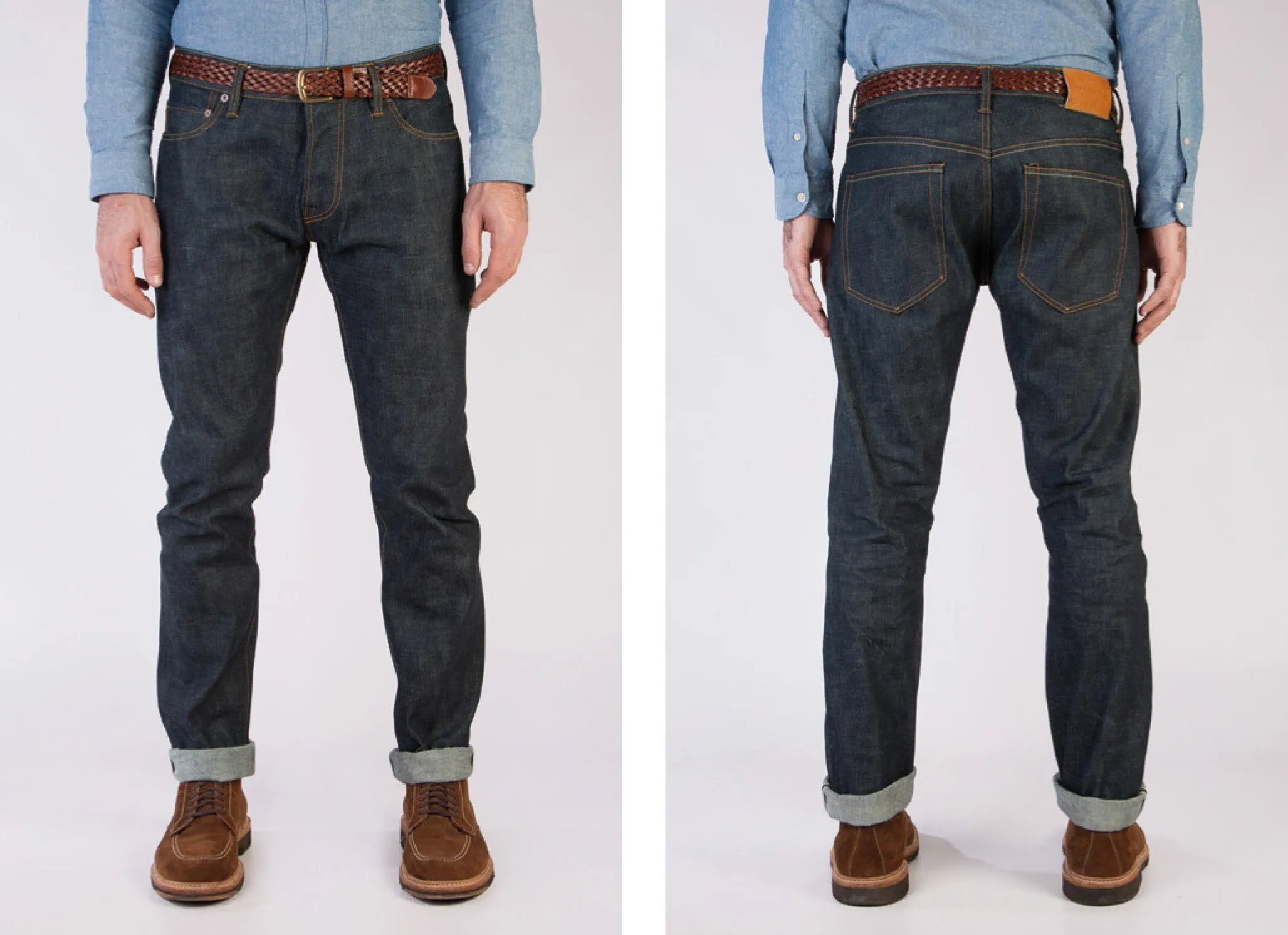 Slim Tapered 14.5oz Isko Orange Listed Raw Organic Selvedge Jeans (Indigo)