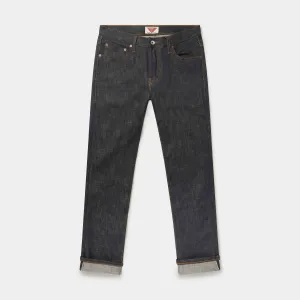 Slim Tapered 14.5oz Isko Orange Listed Raw Organic Selvedge Jeans (Indigo)