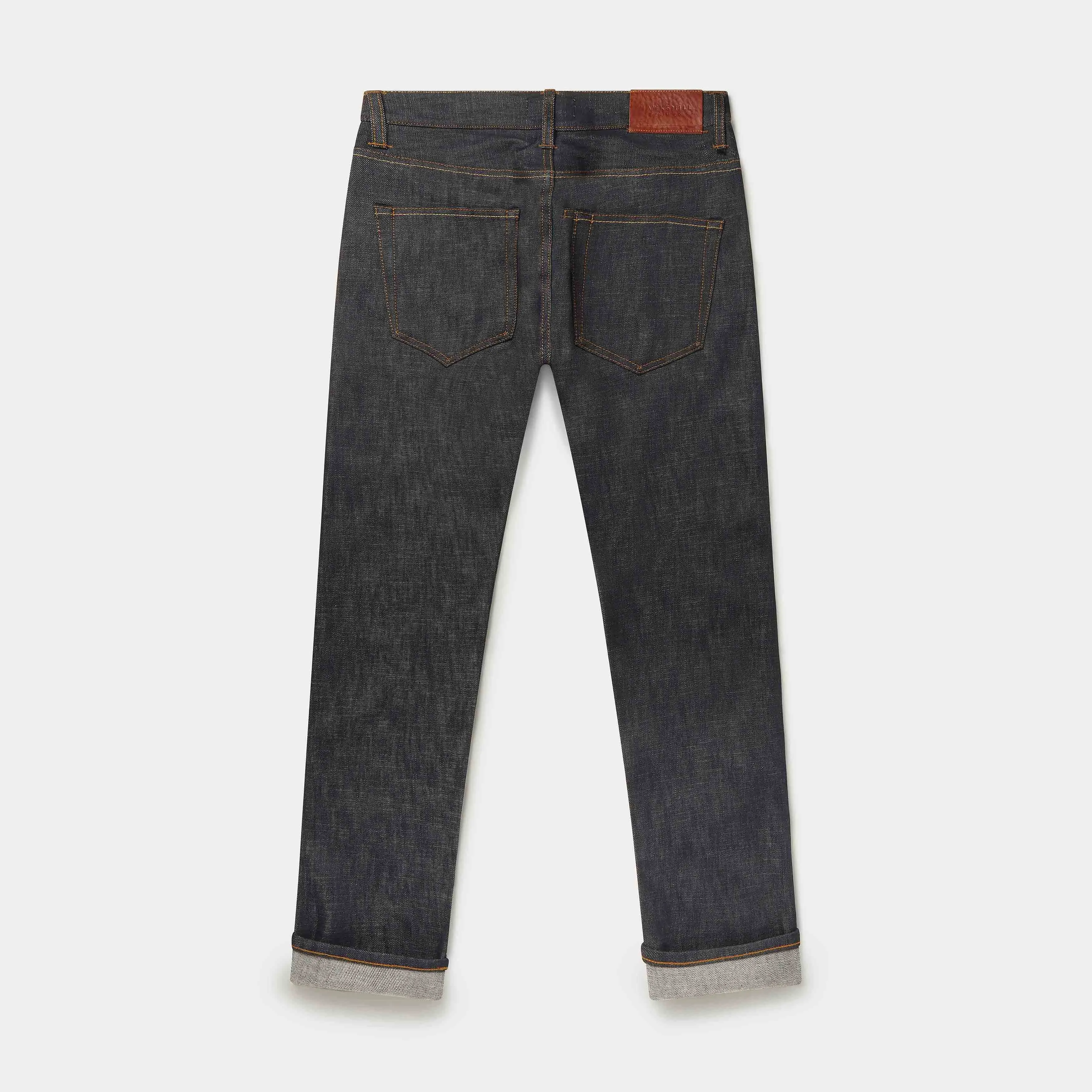 Slim Tapered 14.5oz Isko Orange Listed Raw Organic Selvedge Jeans (Indigo)