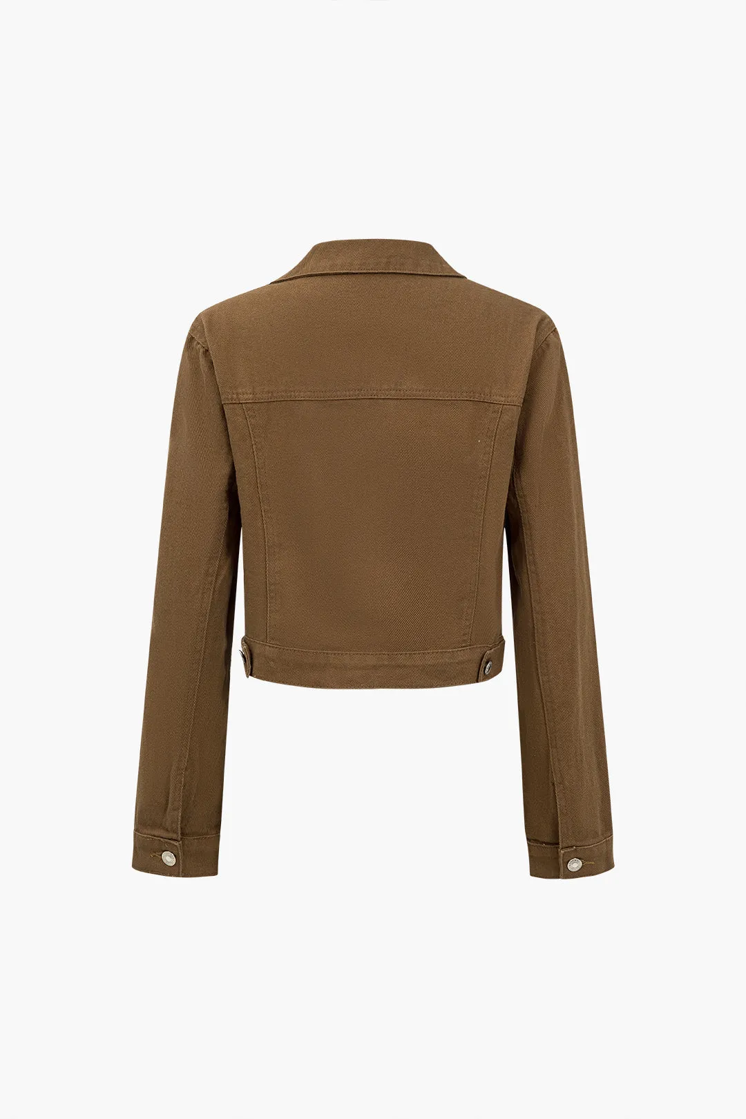 Solid Button Pocket Denim Outerwear