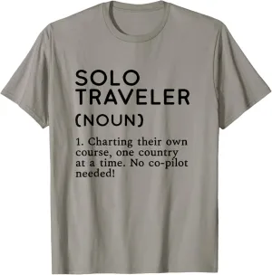 Solo Traveler Definition, Funny Wanderlust Adventure Travel T-Shirt