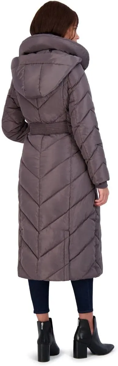 Steve Madden Women's Long Chevron Maxi Puffer Coat
