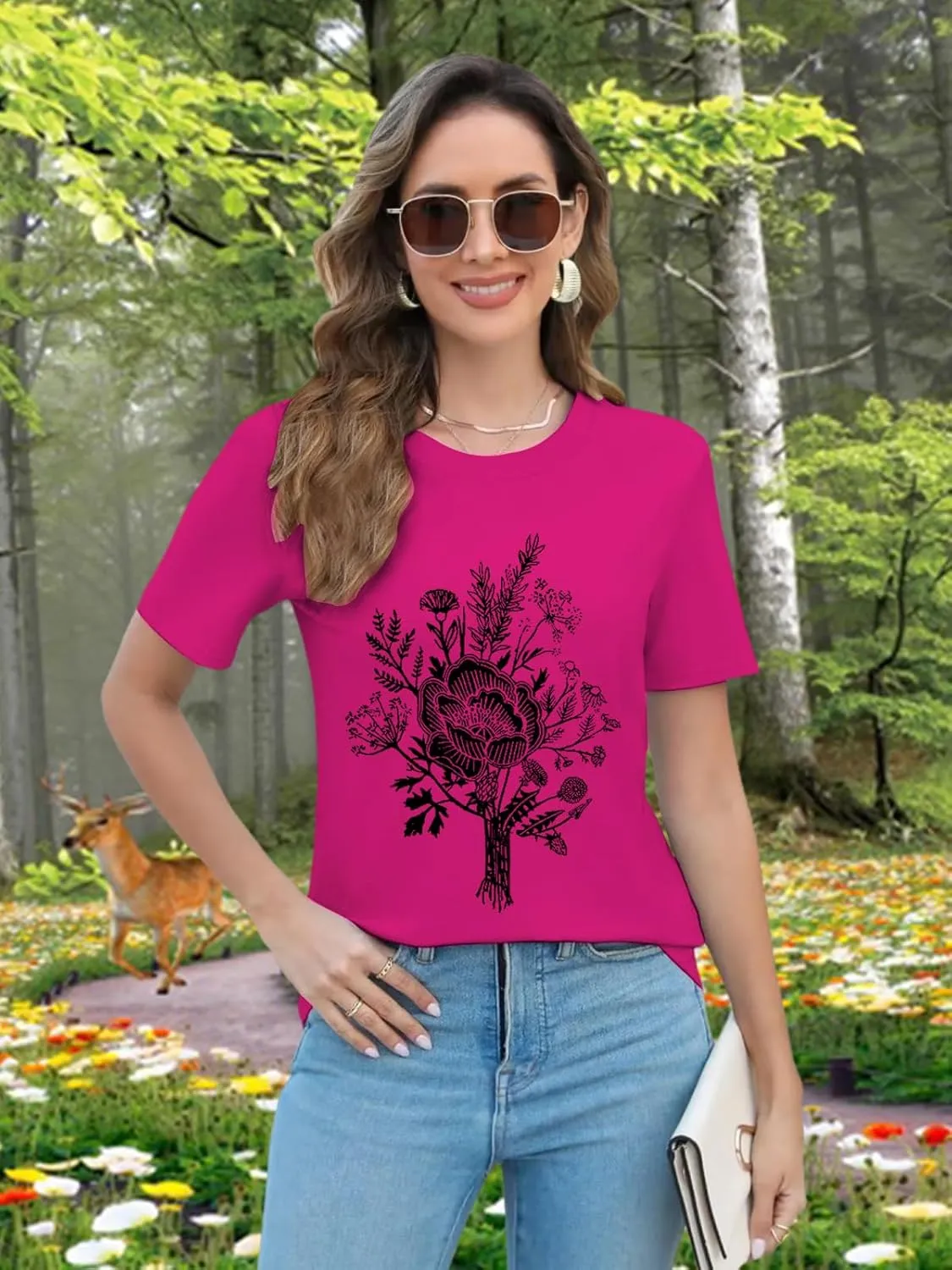 Sunflower Shirts for Women Faith Graphic Tees Short Sleeve Loose Fit Butterfly Teen Girls T Shirt Summer Tops