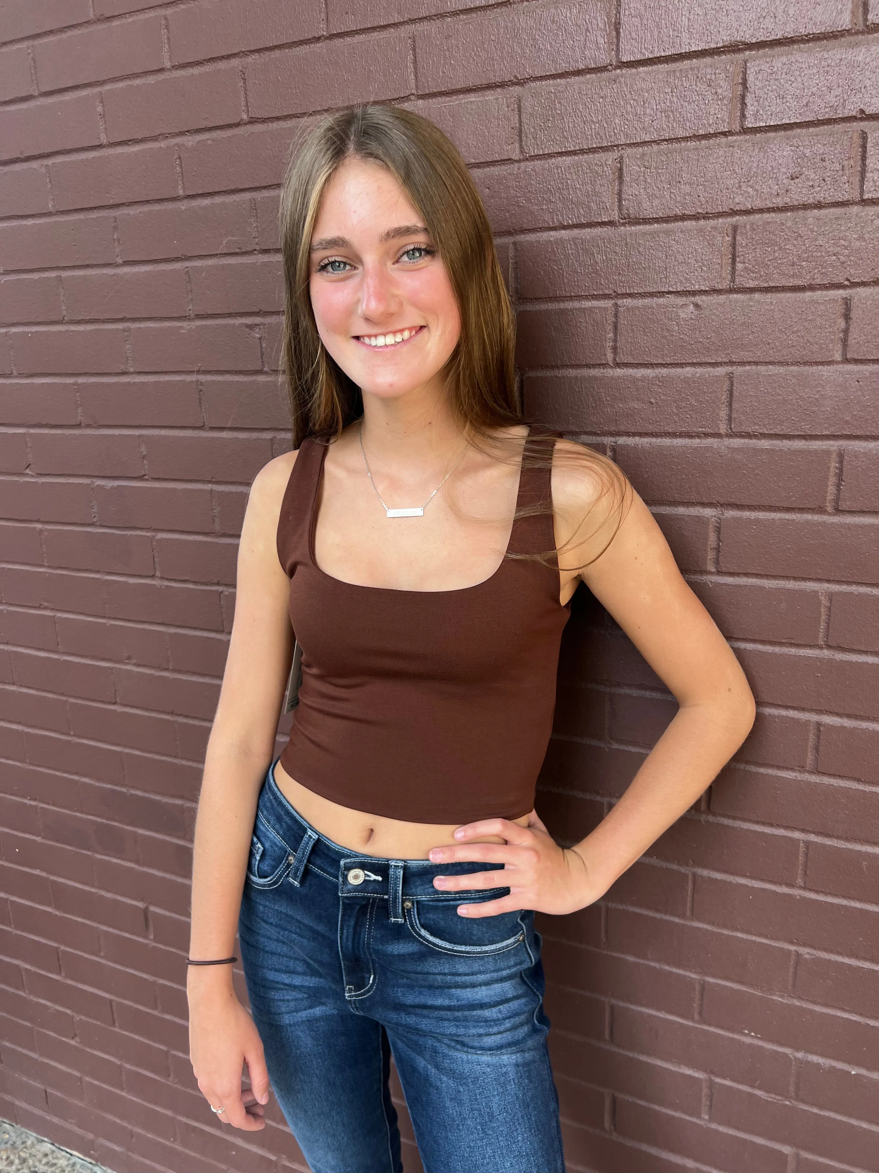 Understated Tank Top - Brown