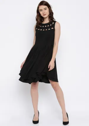 *Women Black Fit and Flare Dress