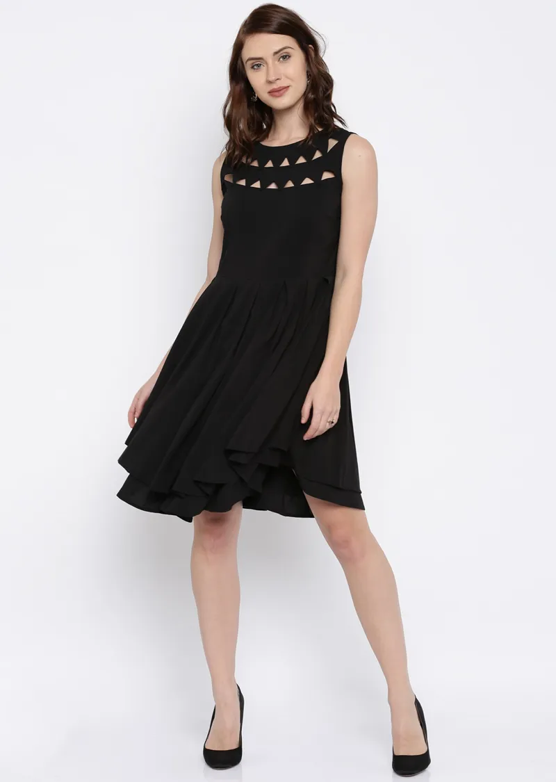 *Women Black Fit and Flare Dress