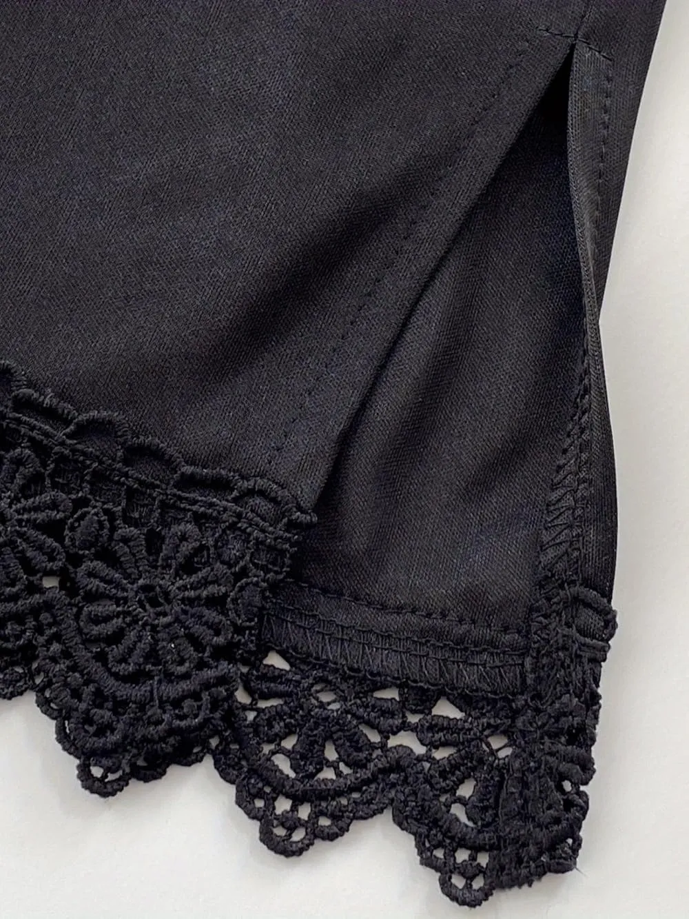 Women's Half Slip Under Dress Slip Skirt with Lace Trim Shorts for Dresses Slip Liner With Double Side Slit