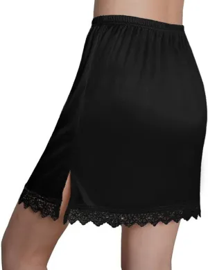 Women's Half Slip Under Dress Slip Skirt with Lace Trim Shorts for Dresses Slip Liner With Double Side Slit